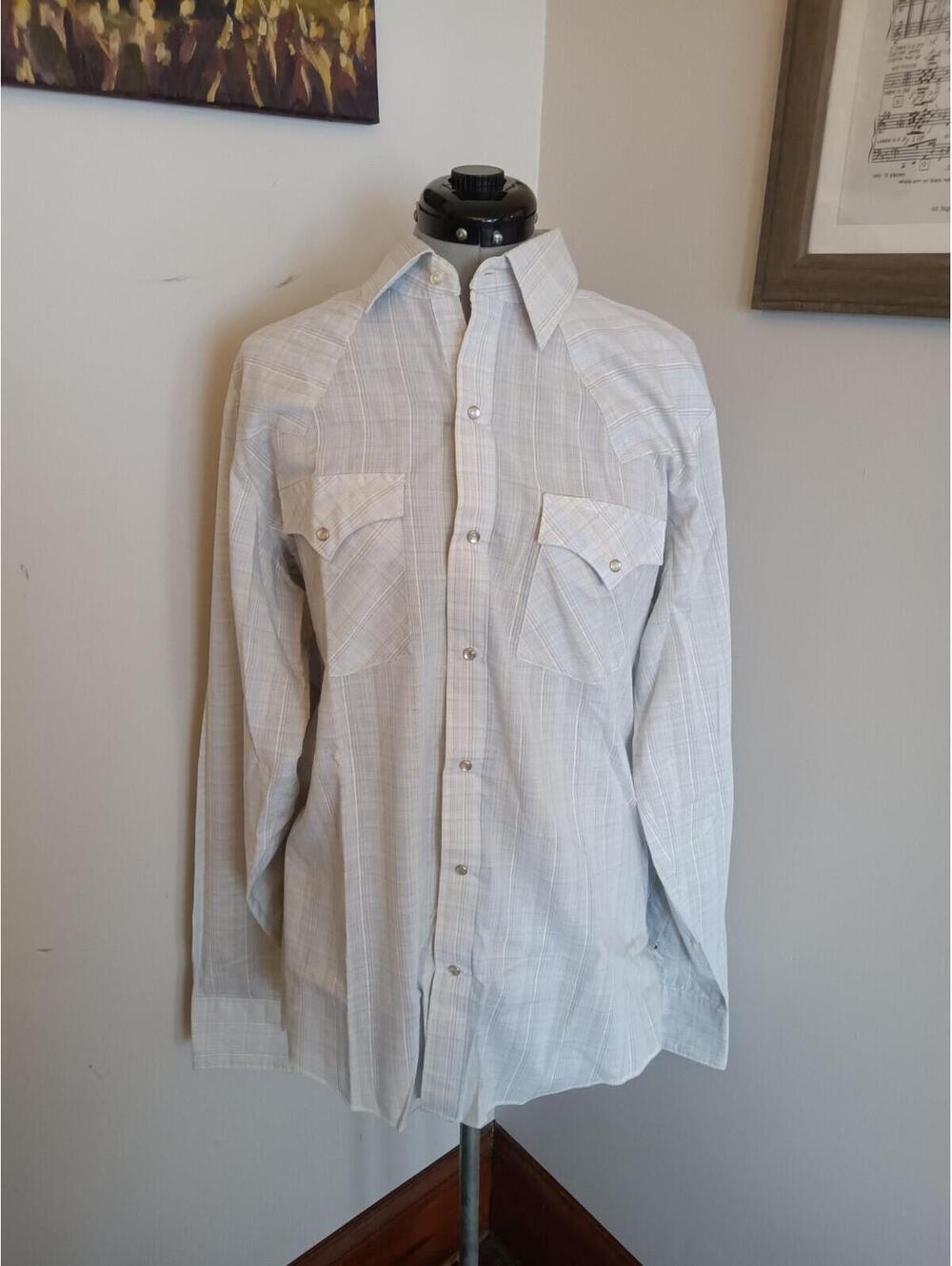 Vtg 70s Pearl Snap Shirt Dickson Jenkins  Western Rockabilly Mens 16 35 Plaid